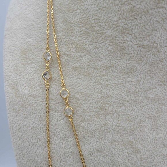 J Crew Gold Tone Chain with Bezel Set Crystals NWT!  NEW! - Picture 6 of 6